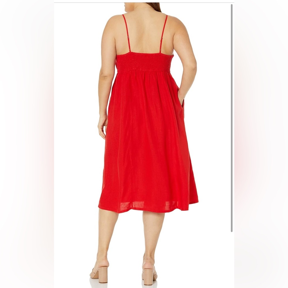The Drop Women's Maci Strappy V-Neck Cutout Smocked Back Midi Dress(NWT)red..med - Picture 6 of 7